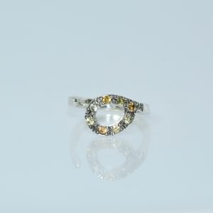 [一点物]silverイエロー&ライトグリーンサファイアリング